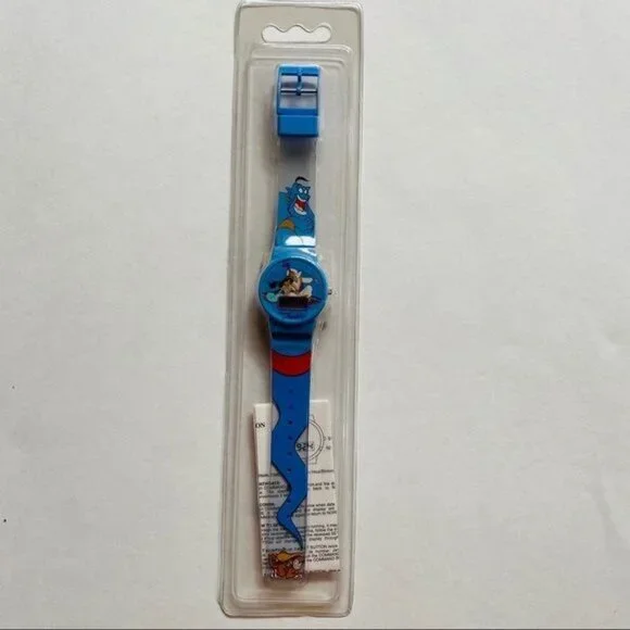 Vintage Disney Reto Aladdin Genie Jasmine Blue Digital Dead Stock Watch - Picture 2 of 9